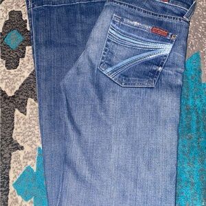 7 For All Mankind Blue Denim Jeans Women’s Size 25 Denim Dojo Flare Low Rise